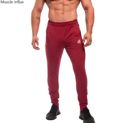 2018 высокое качество Брендовые брюки фитнес повседневные эластичные брюки мужские Фитнес Бодибилдинг Брюки для бегунов осенние