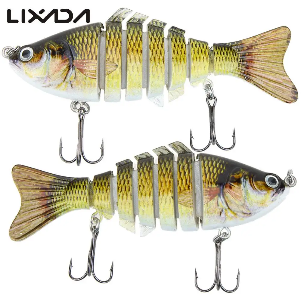 Lixada 10cm/4" 15.5g Bionic Multi Jointed Fishing Lure Yellow Perch
