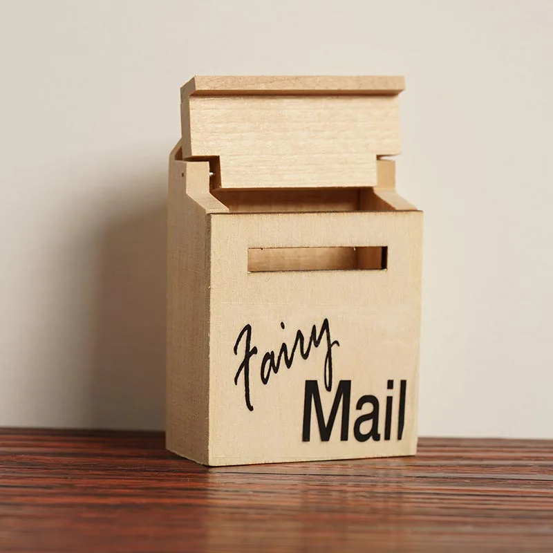 Мини Деревянный Маленький почтовый ящик кукольный домик миниатюры аксессуары для 1:12 Кукольный дом деревянный почтовый ящик и наклейка миниатюрная DIY кукольная мебель