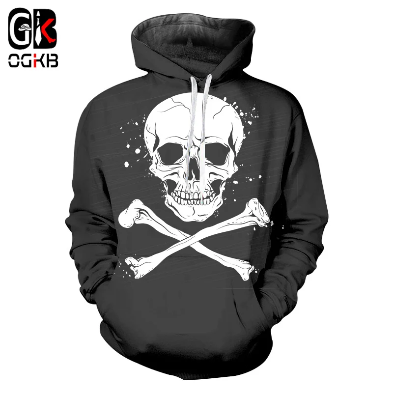 

OGKB 3D Hoodies Black Women/men's Cool Print Skeleton Sweatshirt Bone Hoodie Man Hiphop Punk Tracksuits Hooded Pullovers Homme