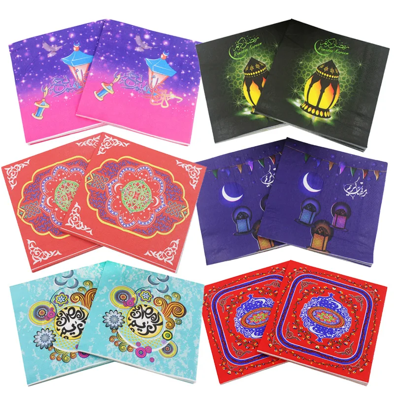 

Eid al-fitr Ramadan Decoration Napkins Disposable Servilletas Napkins Eid Mubarak Tissue Napkins Muslim Islamic Party Supplies