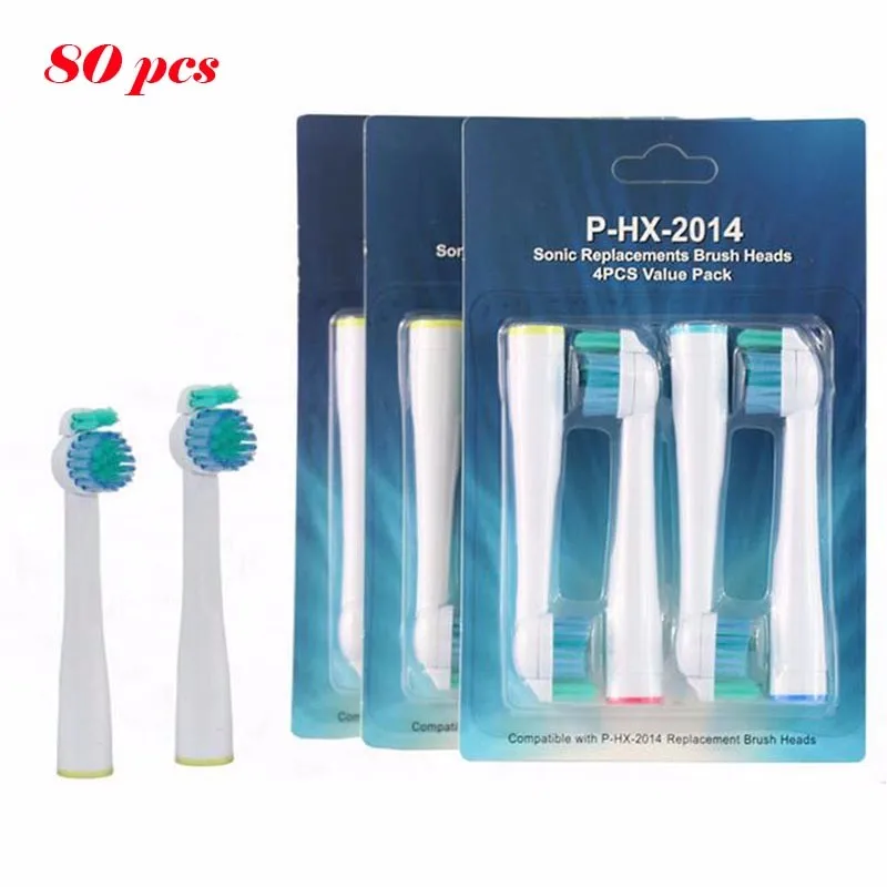 Оптовая продажа 80 шт. hx2014 Sonic Электрический замена зуб Кисточки для Philips Sonicare Головки для зубных щёток ProResults мягкой щетиной