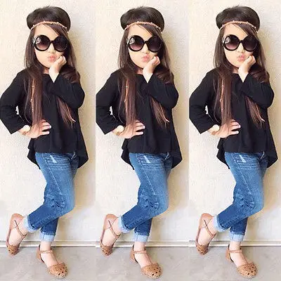 

Child Kid Baby Girls Clothes T-shirt Tops Denim Pants Jeans Outfit Set