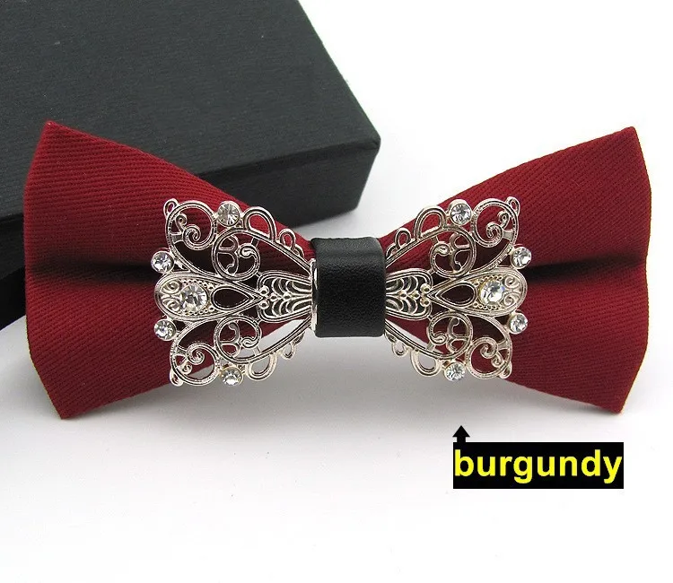 Лидер продаж галстук-бабочка коробку с металлическим цветком со стразами платье галстук для Для мужчин/Для женщин, мода в штучной упаковке