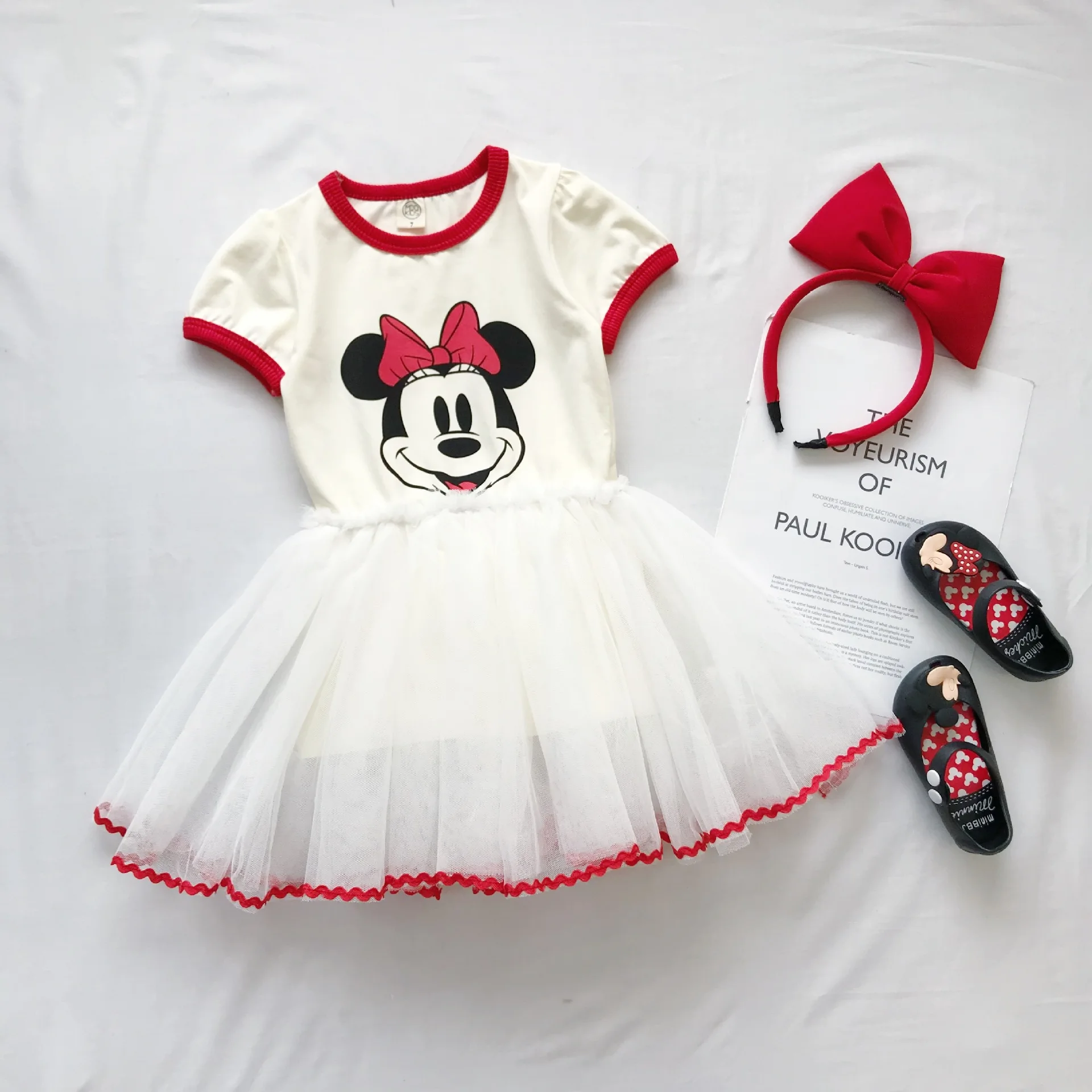 

New modis cute girls princess dress bubble cartoon mikey pattern clothes kids dresses for children robe fille vestidos cotton