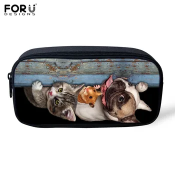 

FORUDESIGNS 2018 Cute Dog Cat Print Women Makeup Bag Fashion Cosmetic Cases Animal Children Pencil Bags Kids Pen Bags Cases