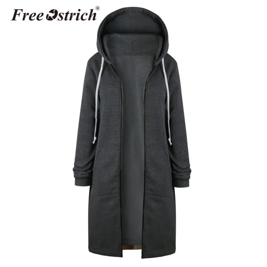 Free Ostrich Sweatshirt Women Warm Zipper Long Coat Jacket Tops...