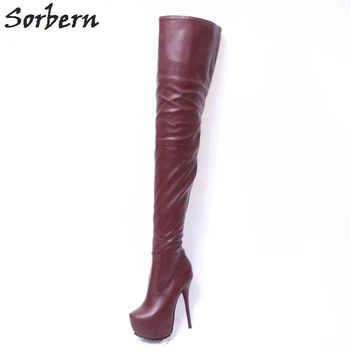 

Sorbern Wine Red Matt Over The Knee Boots For Women Platform High Heel Shoes Thigh High Boots Custom Black Heeled Boots