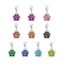 Porte-clé avec motif de patte de chien et chat en émail, breloques pendantes, fermoir mousqueton rotatif, LH486, 10 pièces