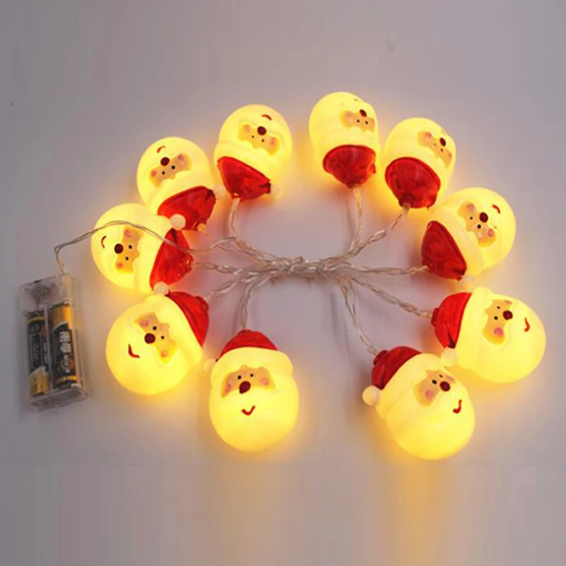 Light String Bulb Christmas Lights 10 Led Santa Claus Head 1.5M Battery Fairy Light Strings For Wedding Party Decoration  (10)