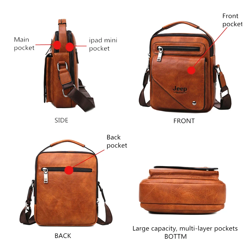 Goedkoop Jeep Buluo Split Lederen Crossbody Tote Mannen Bag Beroemde Designer Mannen Schouder Messenger Bags Mannen Fashion Business Hoge Kwaliteit