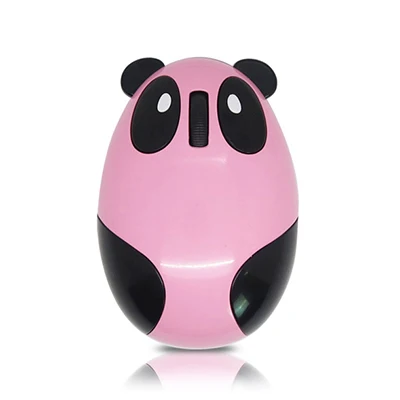 Милая Мини панда игровая беспроводная мышь 2,4 г геймер перезаряжаемая Бесшумная usb порты компьютерная мышь белый розовый подарок для ребенка - Цвет: Розовый