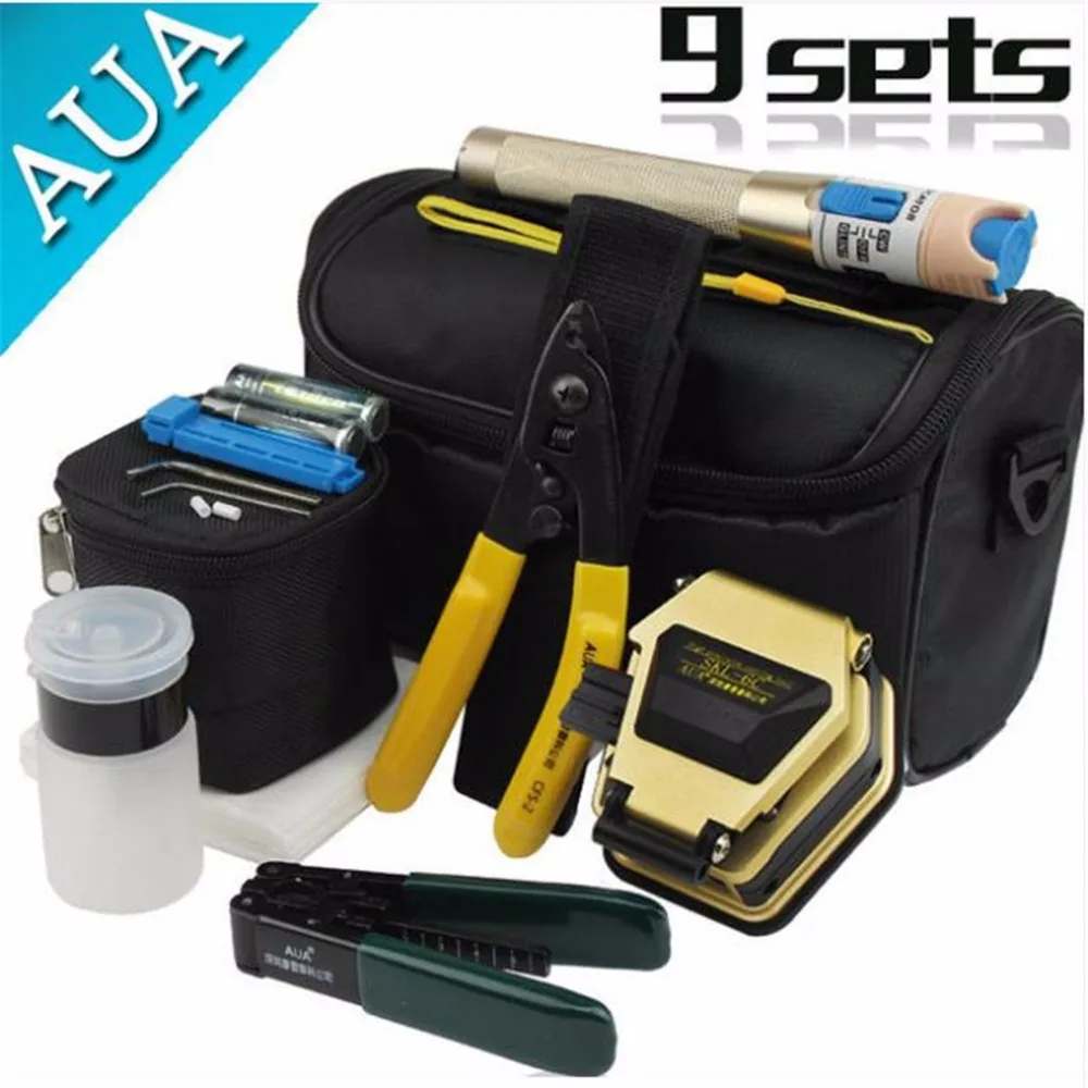 

9 In 1 Fiber Optic FTTH Tool Kit with Fiber Cleaver and Visual Fault Locator,Fiber Optic Stripper set