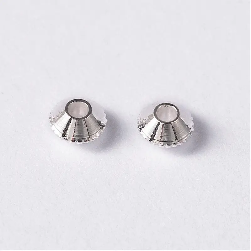 100 шт 1 мм серебряные латунные металлические Биконусы бусины для изготовления ювелирных изделий браслет ожерелье серьги отверстие: 1 мм