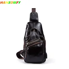 Роскошные мужские сумки через плечо из натуральной кожи с зарядкой через usb, нагрудная сумка-мессенджер, Повседневная винтажная дорожная школьная сумка на плечо