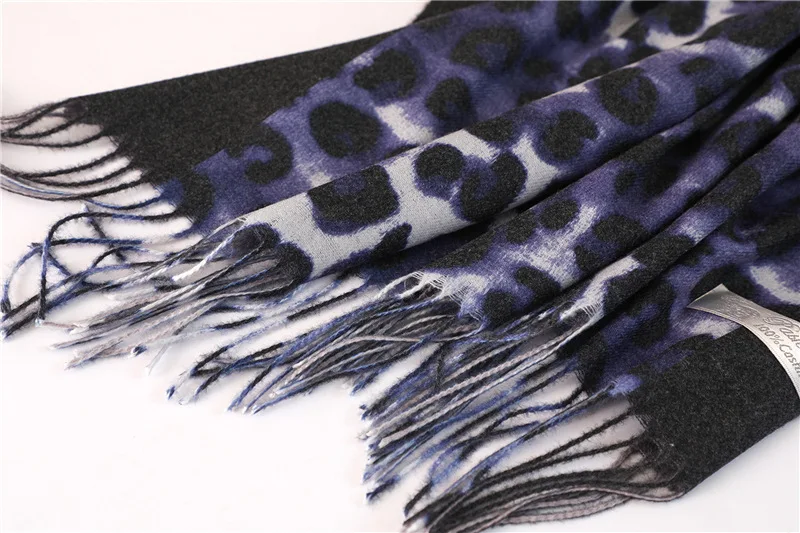Женский шарф с леопардовым принтом, зимние кашемировые шарфы, теплый женский шарф из пашмины, длинный шарф-бандана, размер echarpe