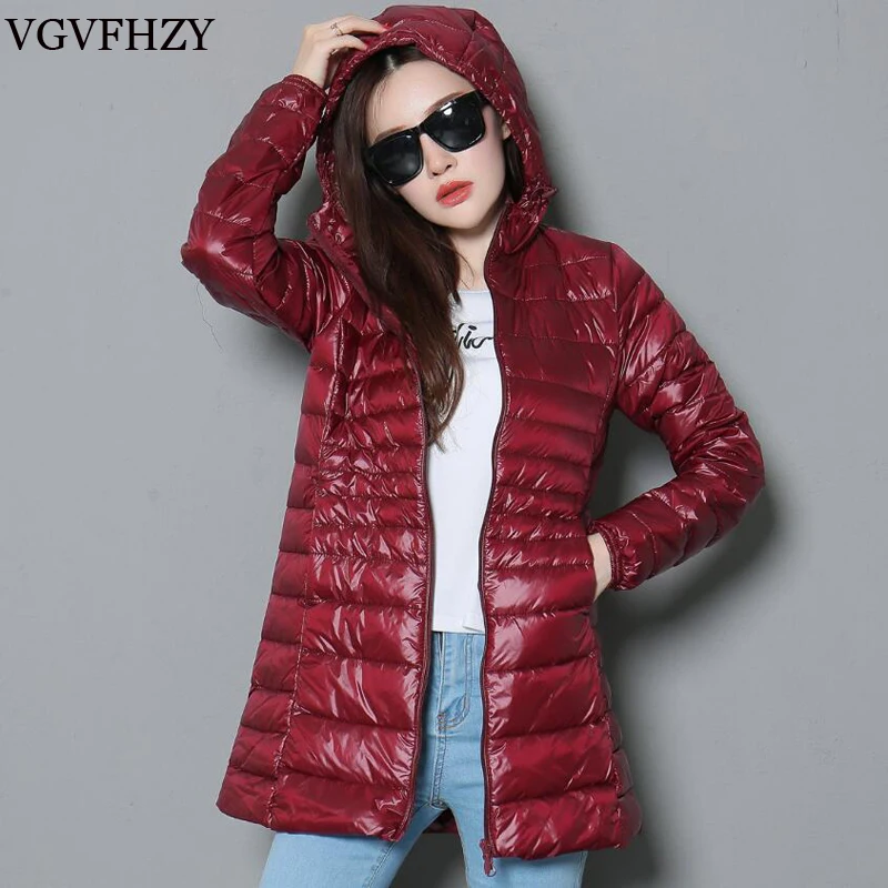 

spring jacket Woman Outerwear Slim Hooded Down Jacket Woman's Warm Down Coat Women Ultra Light Jackets White Duck Down Parkas