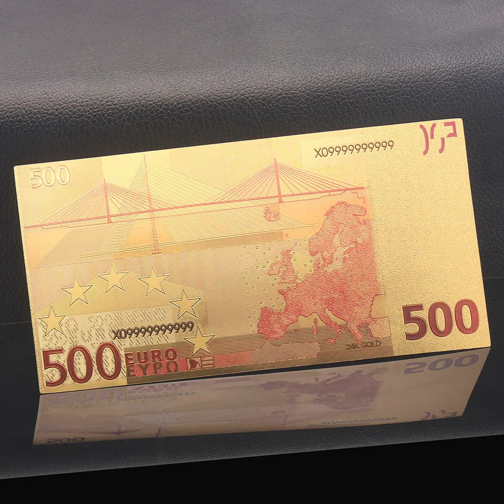 

24K Gold Plated Banknote Copy Paper Money 500 EURO Bill Collection Home Decoration Crafts