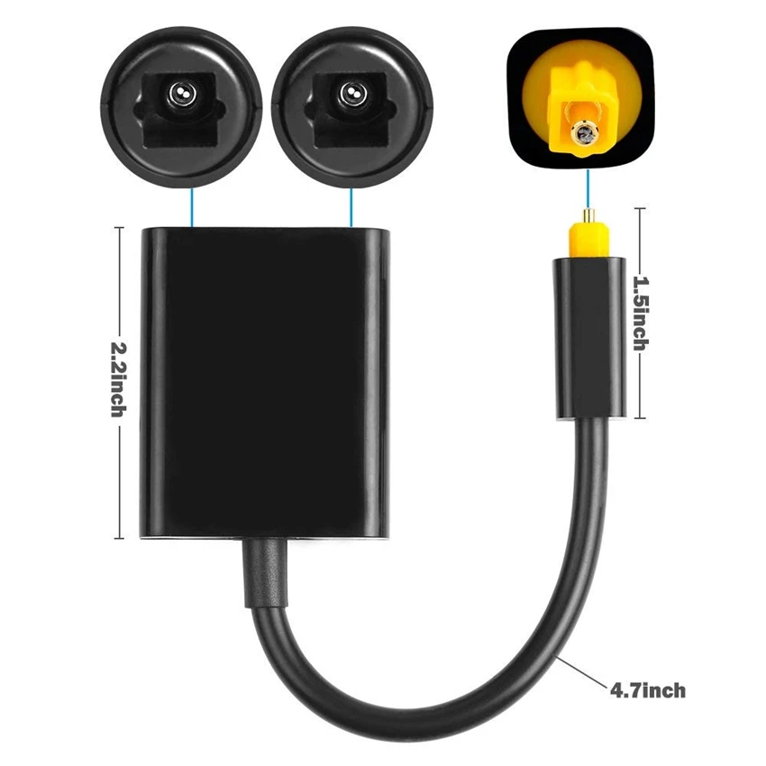 Digital Optical Fiber Splitter 1 in 2 Out Optic Audio Splitter Fiber Optical Cable Splitter (4)