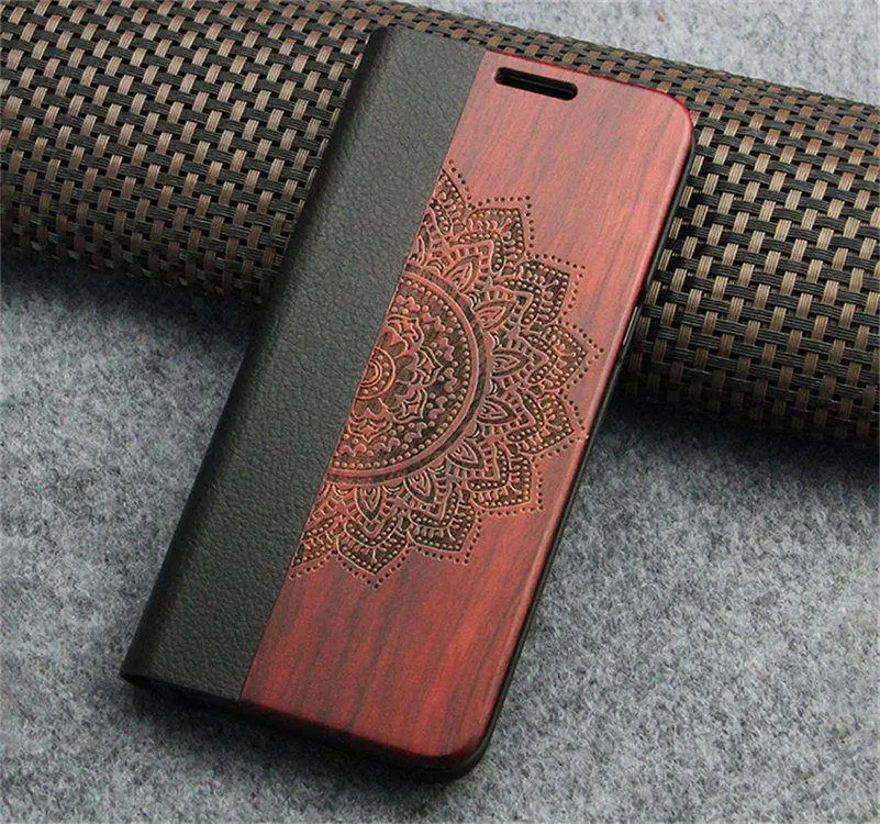 

Magnetic Flip Case For Samsung Galaxy S8 Plus Case Genuine Leather with Natural Wood Bamboo Phone Cover For Galaxy S8 Plus