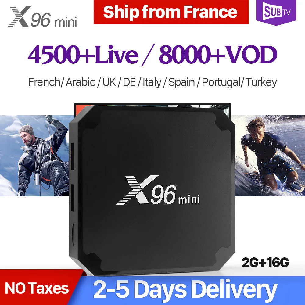 

X96 mini France IPTV Box Android 7.1 4K H.265 X96mini 1 Year SUBTV Arabic Belgium Dutch Sweden Germany Greek Spain Portugal IPTV
