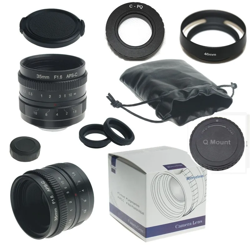 Mirroless Камера для APS-C 35 мм f/1,6 33 мм f1.6 для Pentax Q samsung NX+ C-PQ адаптер+ светозащитная бленда объектива+ кольцевой макро светильник* 2+ задняя крышка для объектива P/Q
