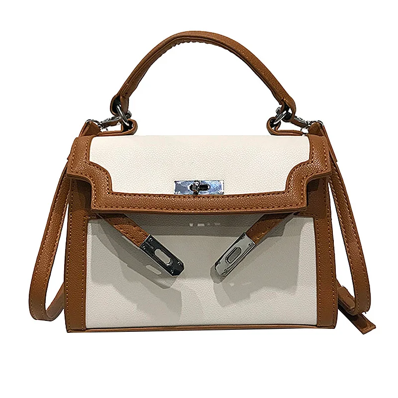 

2019 New Wave Fashion Contrast Color Shoulder Strap Shoulder Bag Wild Simple Bag Female Small Square Bag Messenger Bag