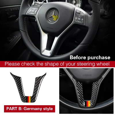 Автомобильный Стайлинг, углеродное волокно, интерьерная наклейка на руль, эмблема, наклейка для Mercedes C Class W204 W205 W211 W203 GLA - Название цвета: Part B-2-Germany