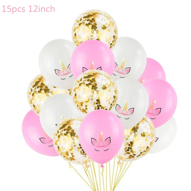 1 Set Unicorn Party Balloons Birthday Baloon Unicorn Decoration Latex Confetti Balloon Birthday Party Decoration Balloons Kids 15pcs P