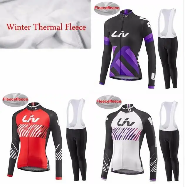 

Liv Winter Thermal Fleece Cycling Jersey set long sleeve 9D GEL PAD Pants Ropa ciclismo Bicycle Bike Clothing maillot Ciclismo