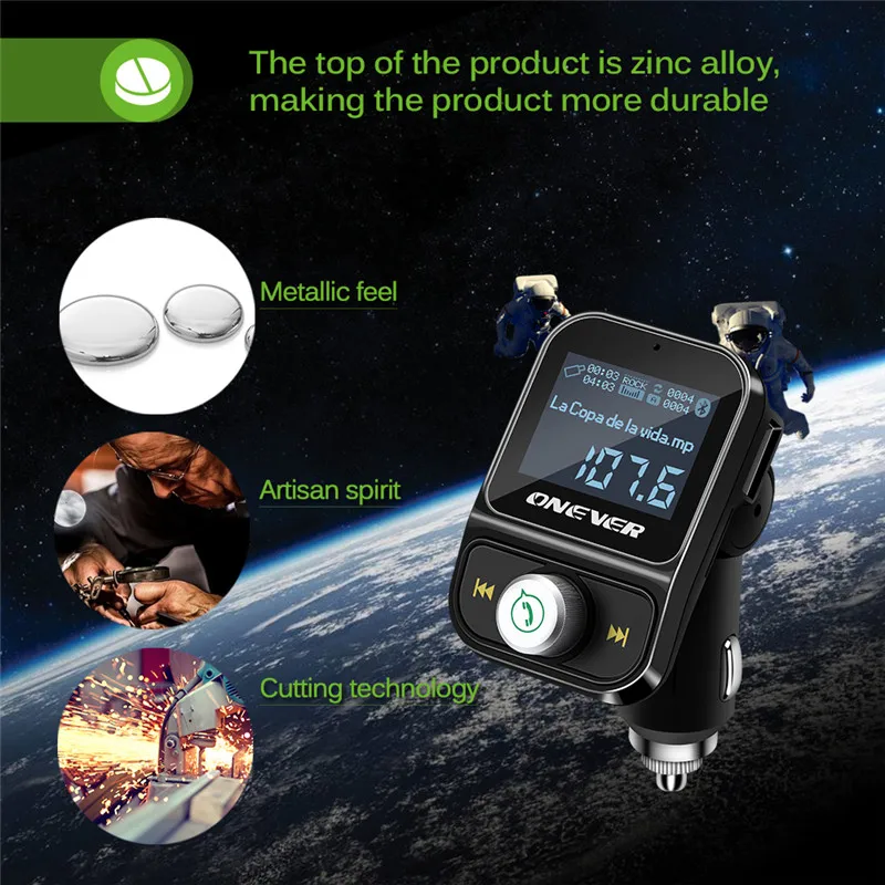 ONEVER USB Car Kit Bluetooth MP3 плееры Зарядное устройство с 3.1a смарт ic громкой связи