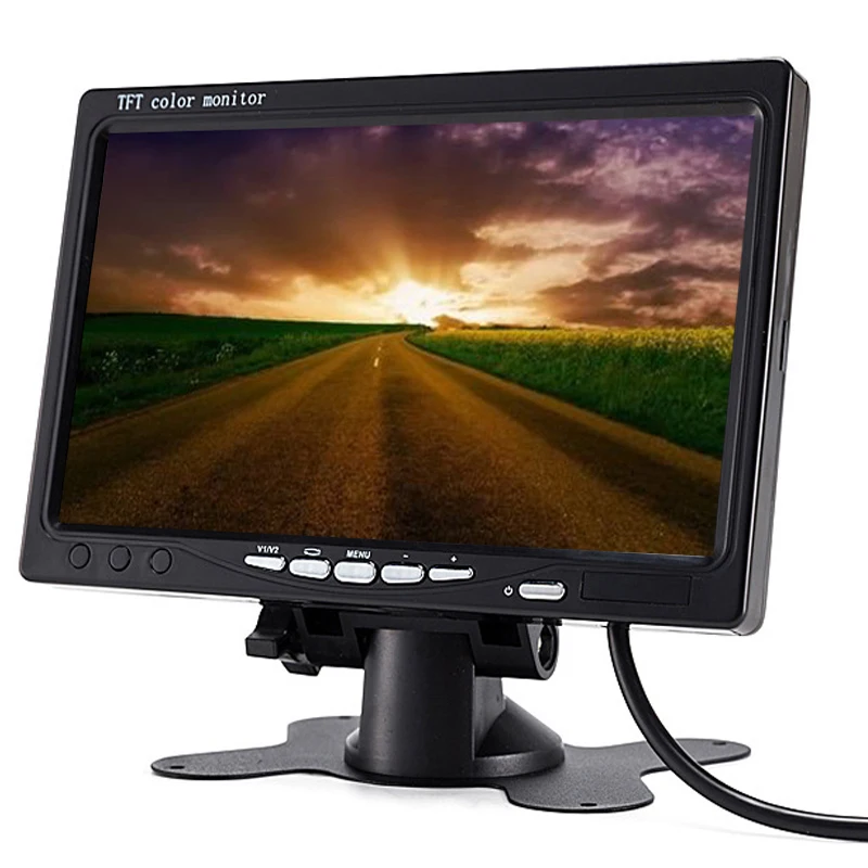 

2018 Auto 7 Inch Waterproof Reverse Camera Display LCD Rear View Monitor Dual Backup Cameras for Bus RV 18 IR LED Night Vision