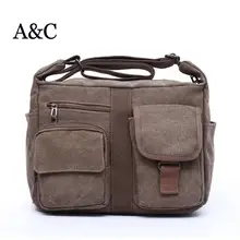 AC винтажный мытый холст плечо Курьерская сумка, кошелек брендовая Повседневная унисекс сумка высокого качества мужской бренд hasp Обложка сумка