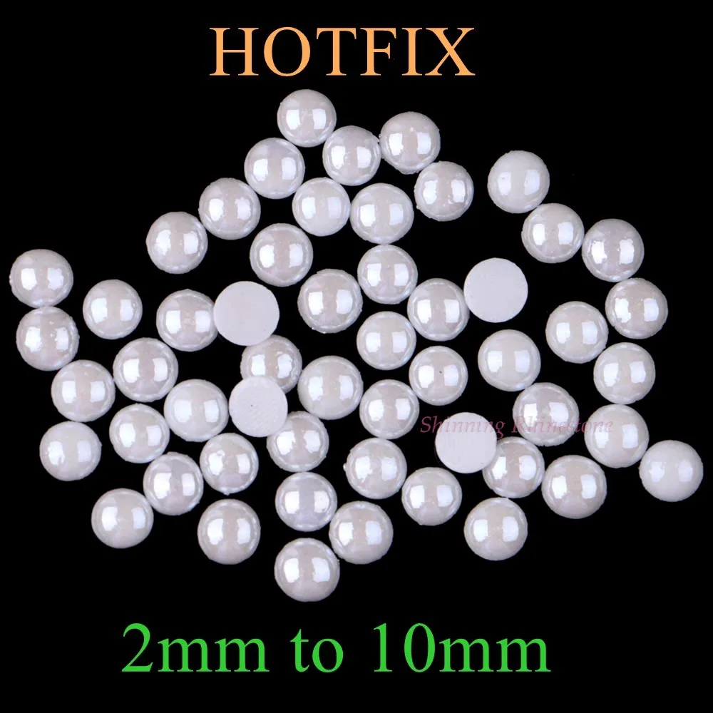 

2mm to 10mm Flatback Ceramic Hotfix Rhinestone Polymer Clay Hot Fix Strass Diamond Stones Iron-On White Color