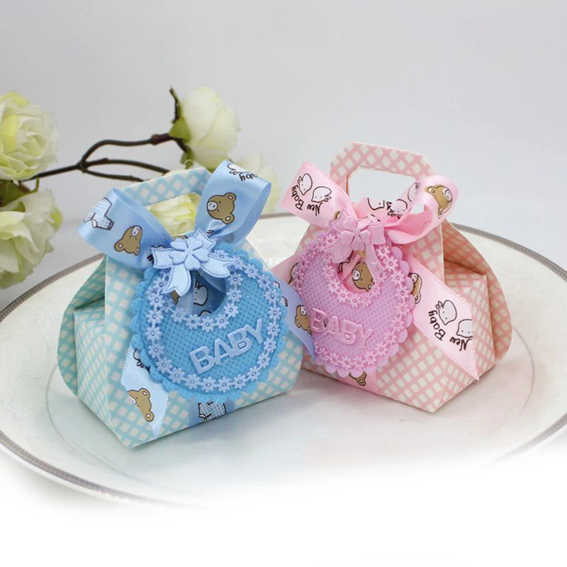 12Pcs Baby Shower Favours Candy Box Birthday Party Christening Gift Candy Bags 