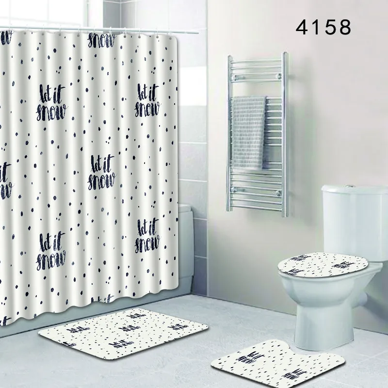 

The 4 sets bathroom carpet rug Shower curtain Simple pattern Toilet seat cover bathroom non-slip carpet and shower curtain