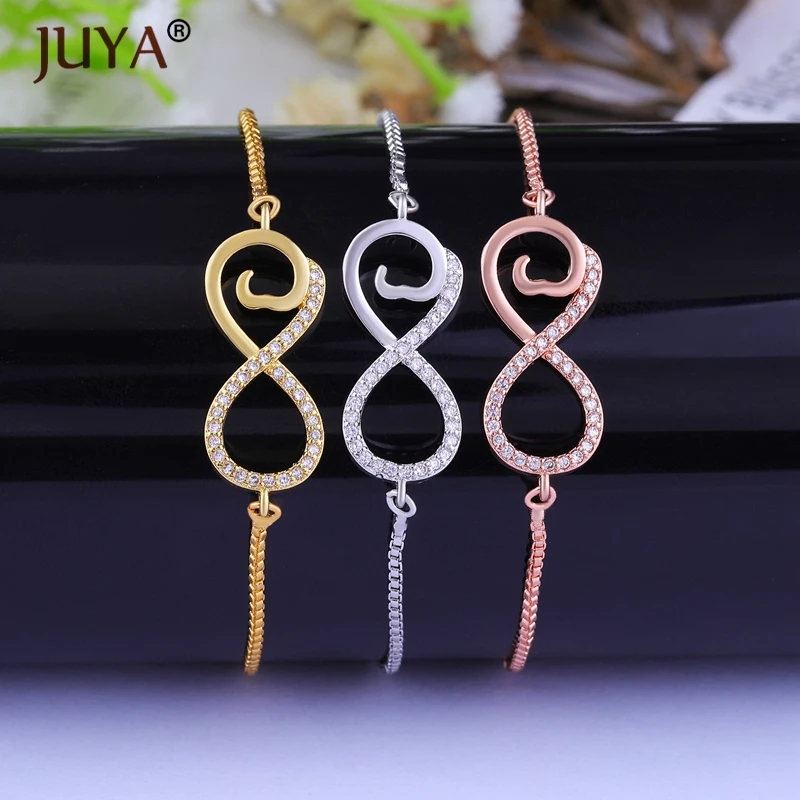 

New 2018 Fashion Zircon Infinity Bracelets Bangles for Girls Adjustable Silver Chain Bracelet Adjustable Women pulseras mujer