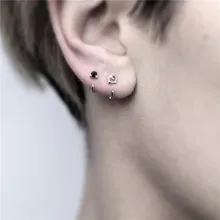 1 шт., европейские Личность Циркон мини маленькие серьги-гвоздики круглый серебряного цвета уха ногтей Для женщин модные серьги круг ухо клип E308