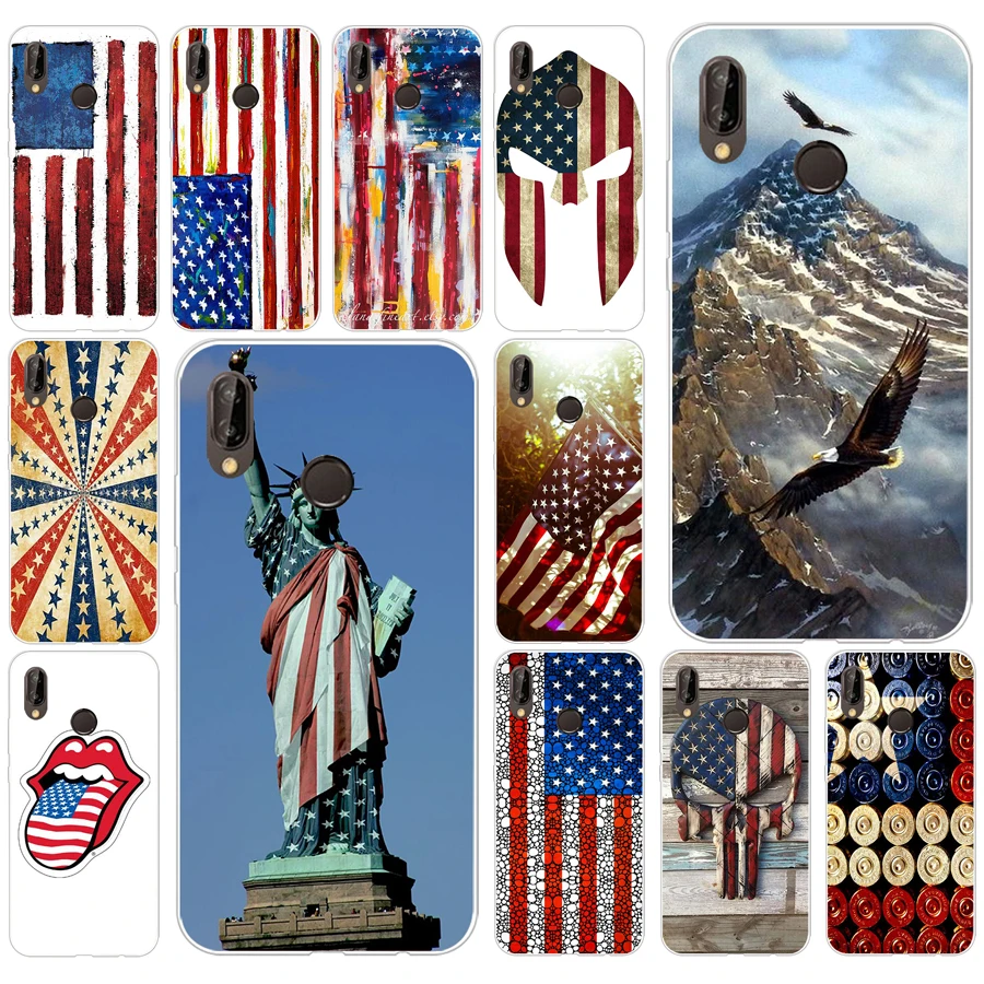 216AQ американский флаг США мягкий силиконовый чехол из ТПУ для huawei p 20 lite pro y6 2017 mate 10