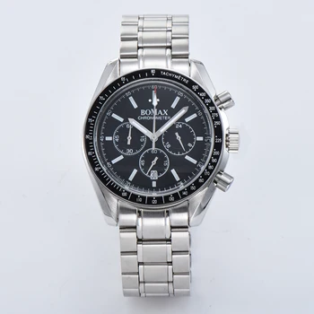 

2019 new 40mm men's watch Japan quartz chronograph VK watch stainless steel bracelet luminous hand 04