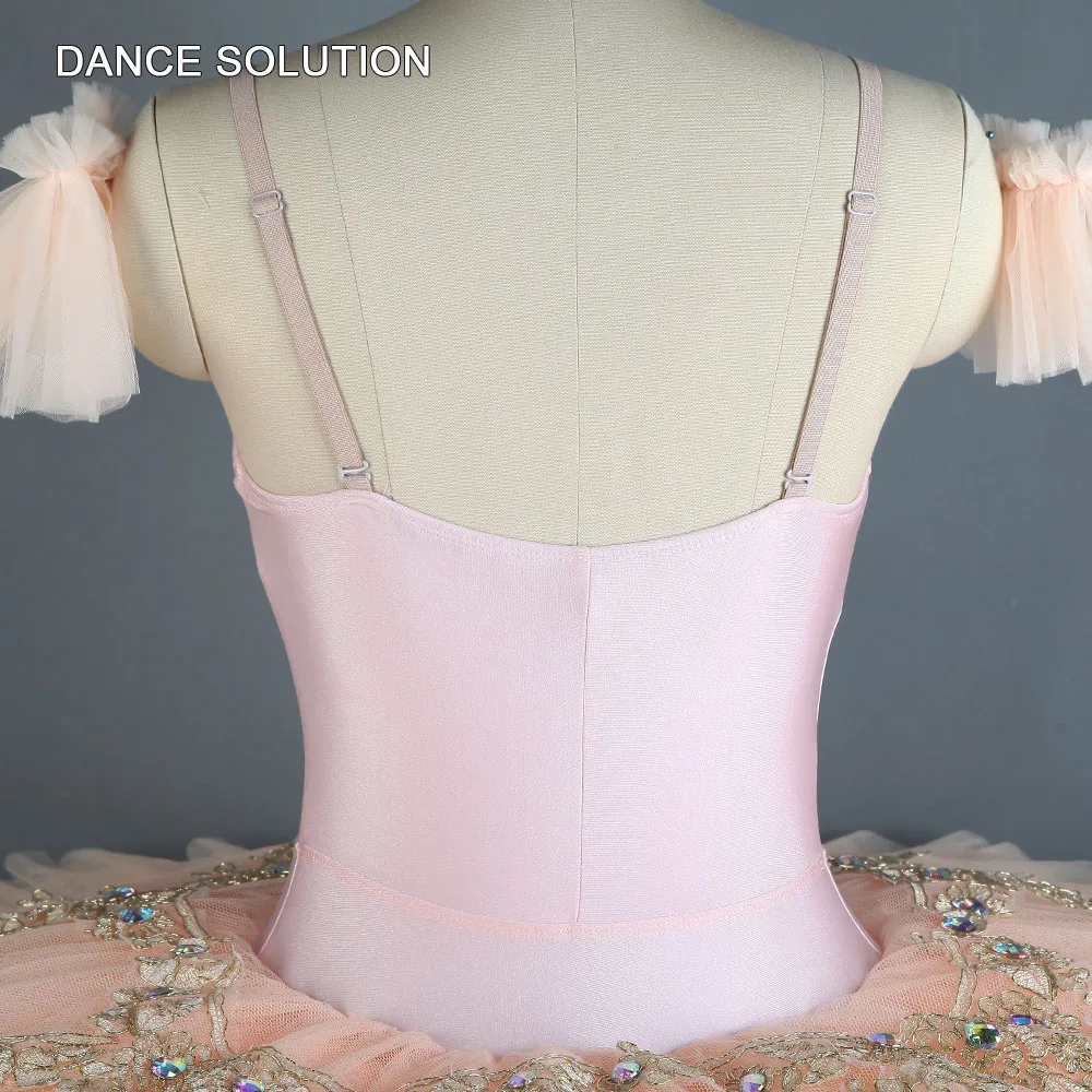 Профессиональная балетная пачка для женщин и детей, топ из спандекса бледно-розового цвета и жесткая юбка-пачка для танцев, сольный костюм платье для танцев, BLL126
