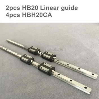 

HGR 2 pcs linear guide HB20-L200-400mm Linear rail and 4 pcs HBH20CA linear bearing blocks for CNC parts