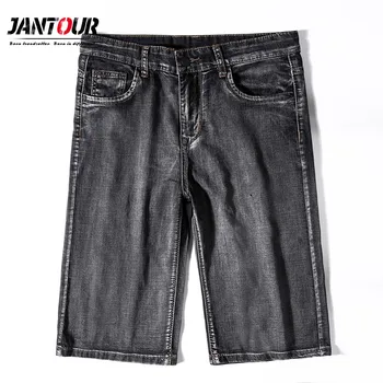 

Jantour 2018 Men's Denim Shorts Good Quality Short Jeans Men Cotton Solid Straight Retro Short Jeans Gary Casual Short Jean male