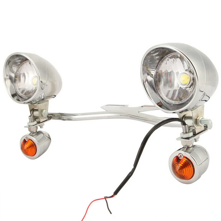 Silver Motorcycle LED Spot Light Passing Light Lamp with Angel Eye ABS