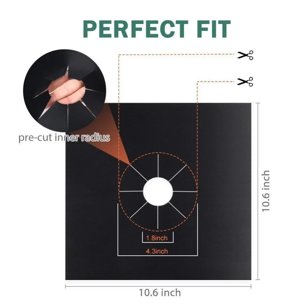 4 шт. газовые протекторы для плиты из стекловолокна многоразовые крышки для газовой плиты коврик кухонная газовая плита диапазон протектор Аксессуары