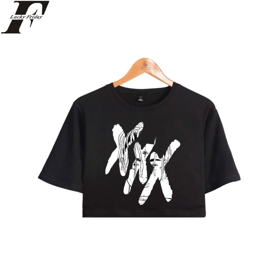 LUCKYFRIDAYF XXXTentacion Crop Kpop Top T-shirt Summer Hip Hop Cotton T shirt Fashion Clothes O-Neck Plus Size Short Sleeve Tops