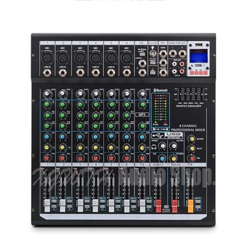 

8 Channels Audio Mixer Professional DJ Mixing Console with Digital DSP Effects with Bluetooth USB +48V Phantom Power for Stage