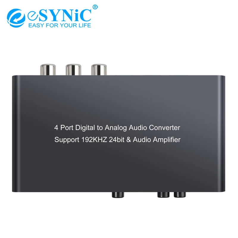 

eSYNiC 192kHz DAC Converter with IR Remote Support Volume Control Coaxial/Toslink/Optical to Analog L/R RCA 3.5mm Audio Adapter