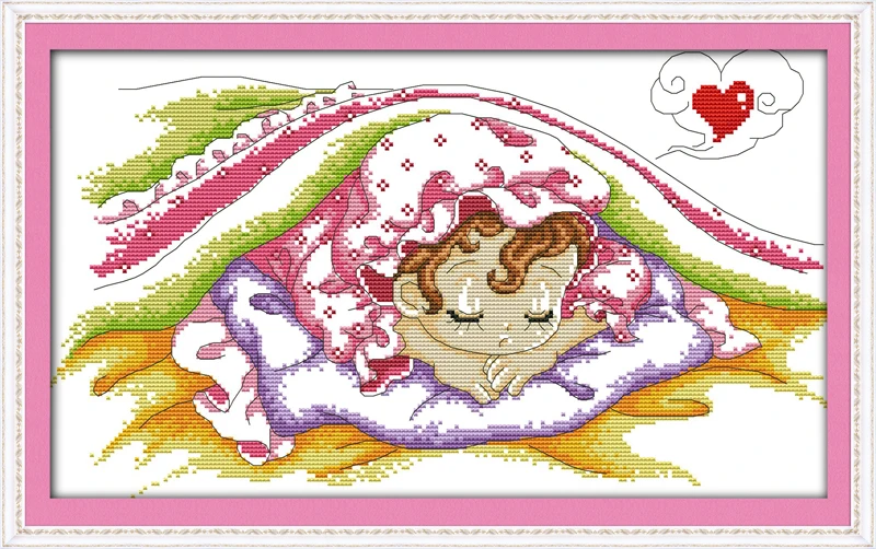 

Dream baby (girl), counted printed on fabric DMC 14CT 11CT Cross Stitch kits,embroidery needlework Sets, Home Decor