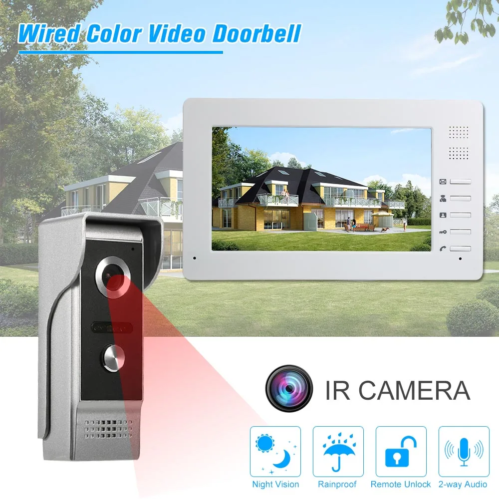 7inch Wired/Wifi Smart IP Video Door Phone System Support